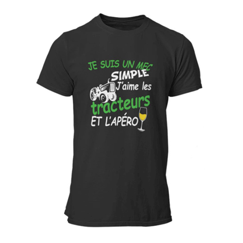 T-shirt - J'aime les tracteurs et l'apéro - Taille S