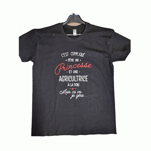 T-shirt - C'est compliqué d'être une princesse et une agricultrice (noir) - Taille M